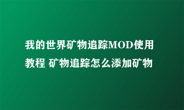 我的世界矿物追踪MOD使用教程 矿物追踪怎么添加矿物