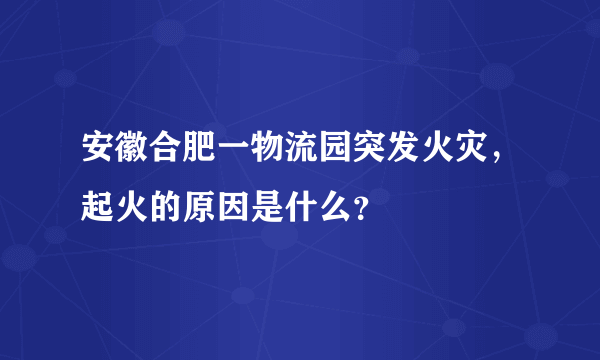 安徽合肥一物流园突发火灾，起火的原因是什么？