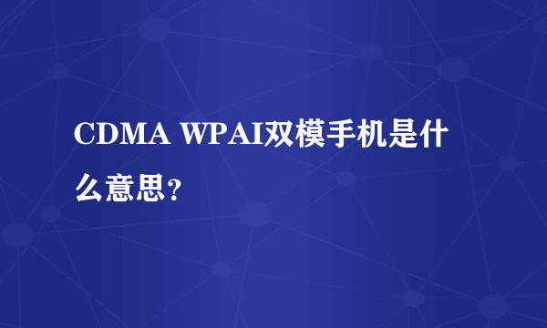 CDMA WPAI双模手机是什么意思？