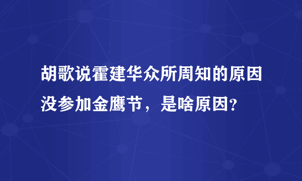 胡歌说霍建华众所周知的原因没参加金鹰节，是啥原因？