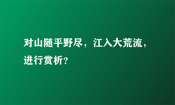 对山随平野尽，江入大荒流，进行赏析？