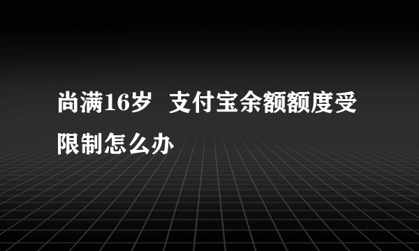 尚满16岁  支付宝余额额度受限制怎么办