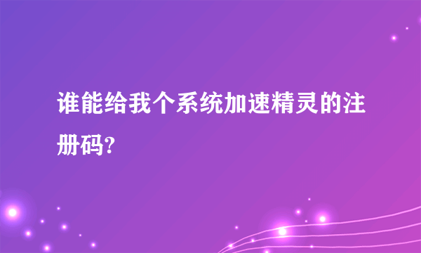 谁能给我个系统加速精灵的注册码?