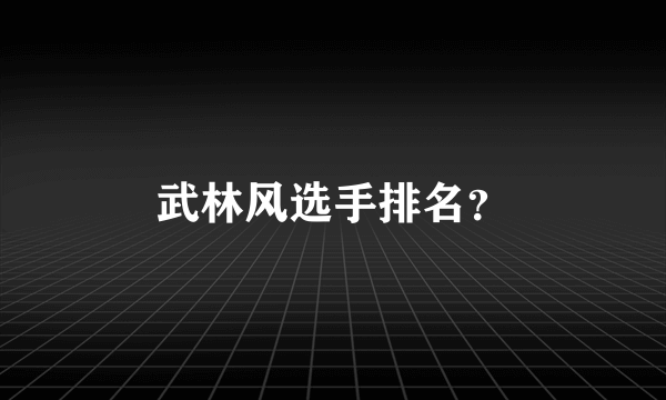 武林风选手排名？