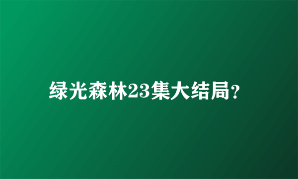 绿光森林23集大结局？