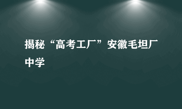 揭秘“高考工厂”安徽毛坦厂中学