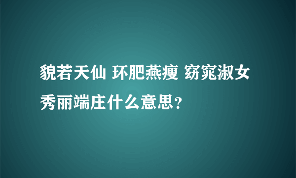 貌若天仙 环肥燕瘦 窈窕淑女 秀丽端庄什么意思？