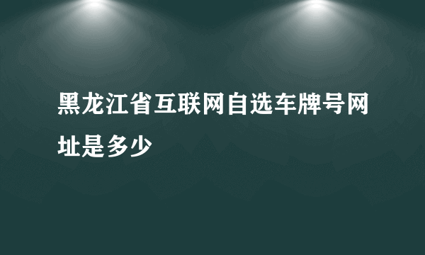 黑龙江省互联网自选车牌号网址是多少