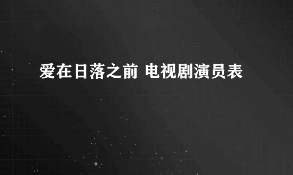 爱在日落之前 电视剧演员表