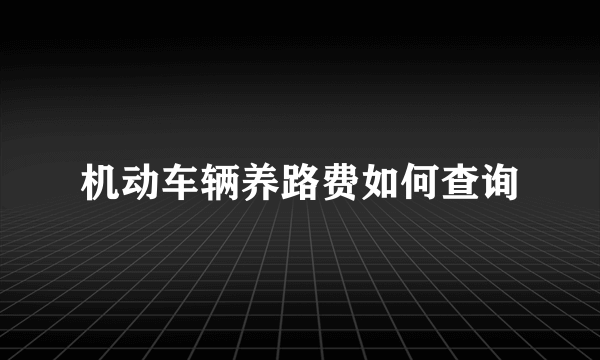 机动车辆养路费如何查询