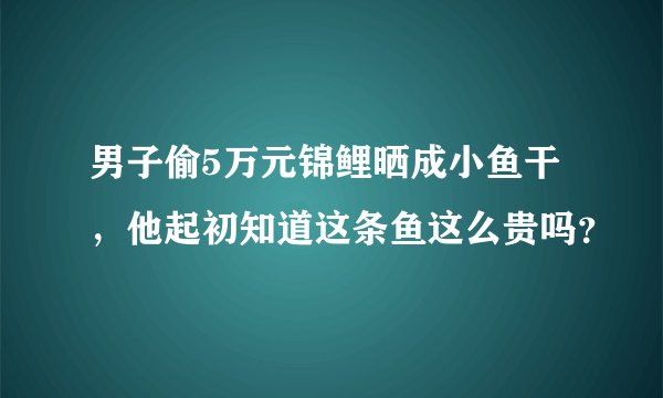 男子偷5万元锦鲤晒成小鱼干，他起初知道这条鱼这么贵吗？