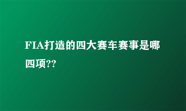 FIA打造的四大赛车赛事是哪四项??