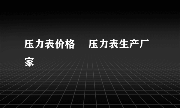 压力表价格 　压力表生产厂家