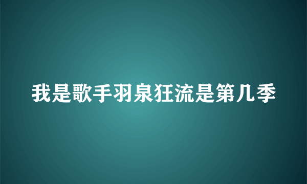 我是歌手羽泉狂流是第几季