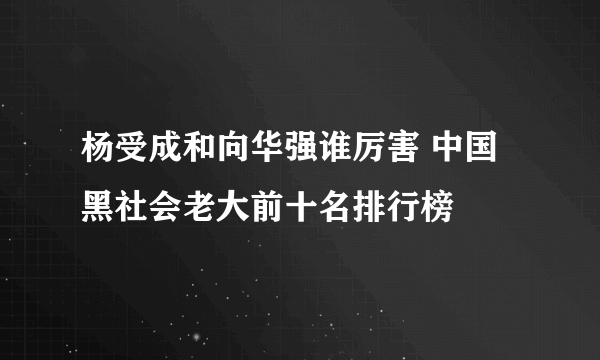 杨受成和向华强谁厉害 中国黑社会老大前十名排行榜