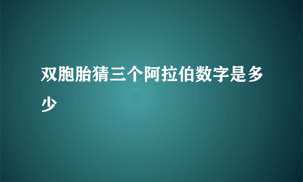 双胞胎猜三个阿拉伯数字是多少