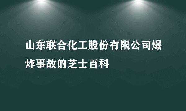 山东联合化工股份有限公司爆炸事故的芝士百科