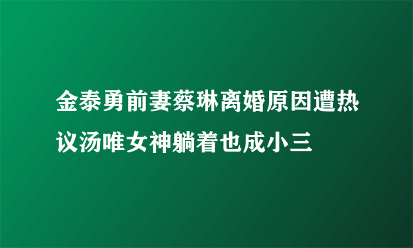 金泰勇前妻蔡琳离婚原因遭热议汤唯女神躺着也成小三