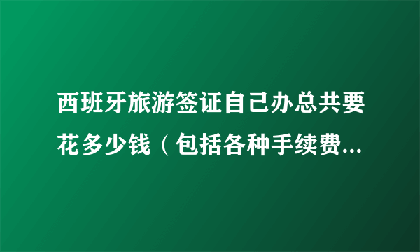 西班牙旅游签证自己办总共要花多少钱（包括各种手续费和保险之类的） 如果是找代理 会多花多少钱