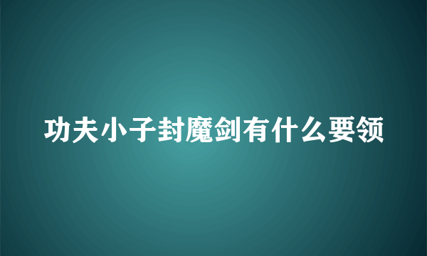 功夫小子封魔剑有什么要领