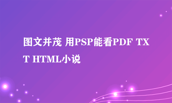 图文并茂 用PSP能看PDF TXT HTML小说