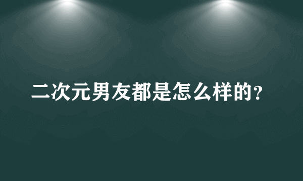 二次元男友都是怎么样的？