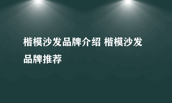 楷模沙发品牌介绍 楷模沙发品牌推荐