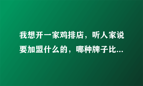 我想开一家鸡排店，听人家说要加盟什么的，哪种牌子比较好啊？