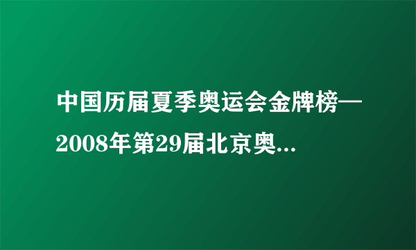 中国历届夏季奥运会金牌榜—2008年第29届北京奥运会中国所获金牌情况