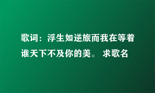 歌词：浮生如逆旅而我在等着谁天下不及你的美。 求歌名