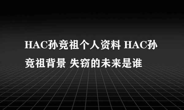 HAC孙竞祖个人资料 HAC孙竞祖背景 失窃的未来是谁