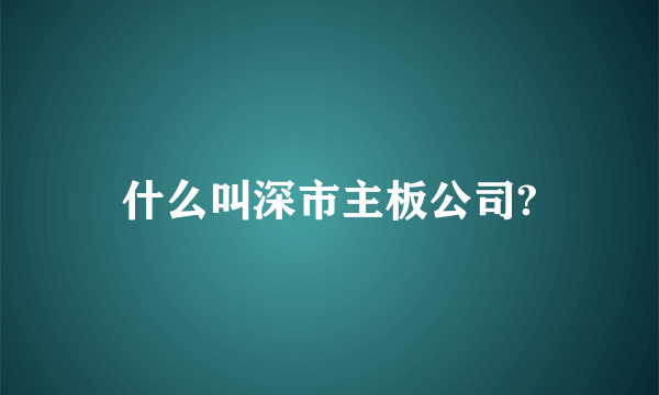 什么叫深市主板公司?