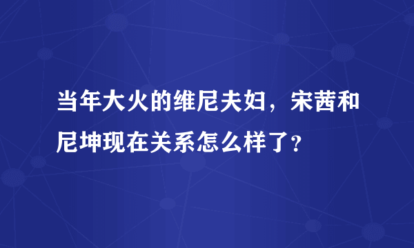 当年大火的维尼夫妇，宋茜和尼坤现在关系怎么样了？