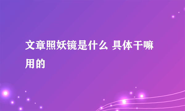 文章照妖镜是什么 具体干嘛用的