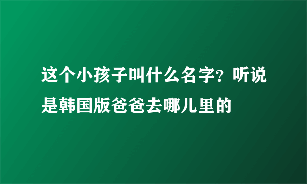 这个小孩子叫什么名字？听说是韩国版爸爸去哪儿里的