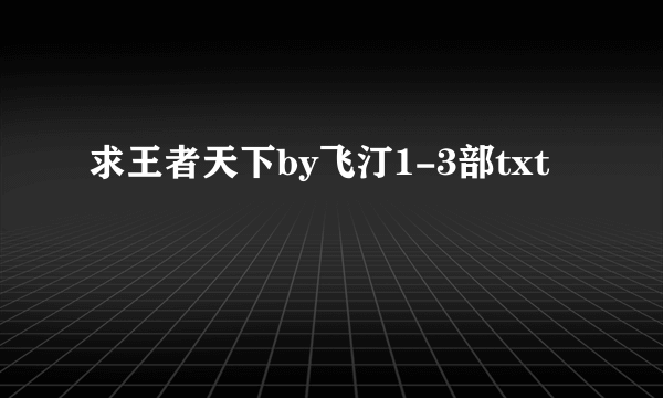 求王者天下by飞汀1-3部txt