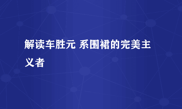 解读车胜元 系围裙的完美主义者