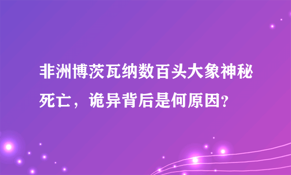 非洲博茨瓦纳数百头大象神秘死亡，诡异背后是何原因？