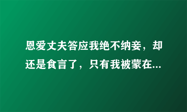 恩爱丈夫答应我绝不纳妾，却还是食言了，只有我被蒙在鼓里，我该怎么办？