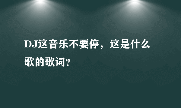 DJ这音乐不要停，这是什么歌的歌词？