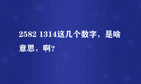 2582 1314这几个数字，是啥意思，啊？