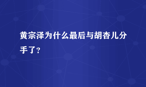 黄宗泽为什么最后与胡杏儿分手了？