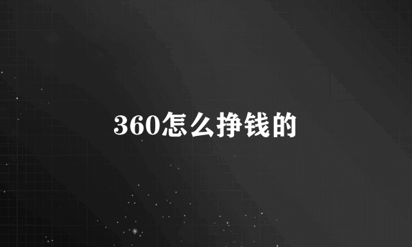 360怎么挣钱的