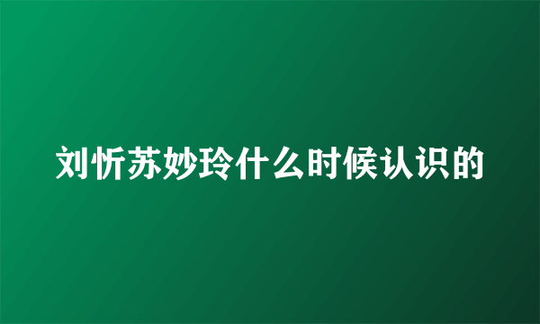 刘忻苏妙玲什么时候认识的