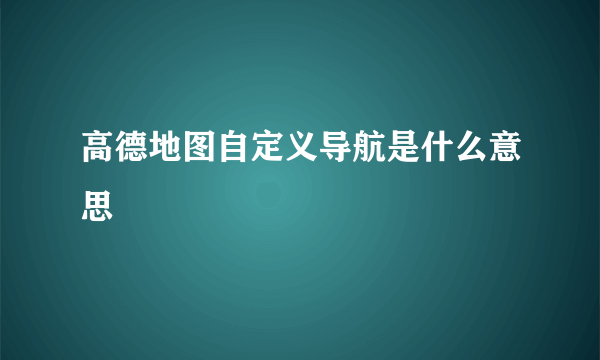 高德地图自定义导航是什么意思