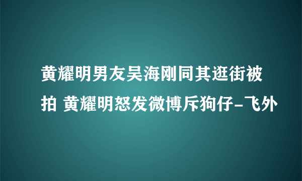 黄耀明男友吴海刚同其逛街被拍 黄耀明怒发微博斥狗仔-飞外