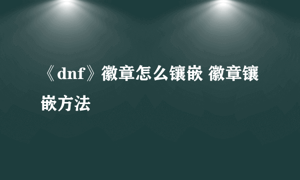 《dnf》徽章怎么镶嵌 徽章镶嵌方法