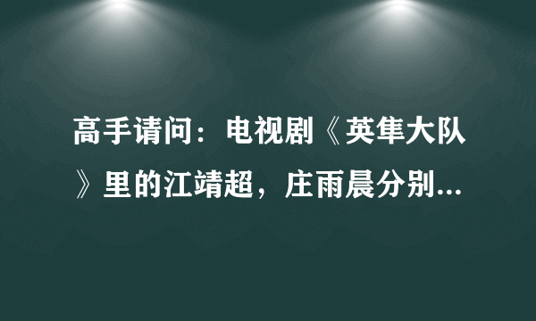 高手请问：电视剧《英隼大队》里的江靖超，庄雨晨分别是谁演的啊？谢谢了！