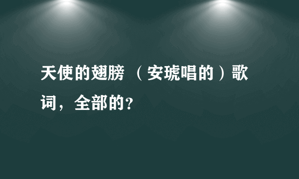 天使的翅膀 （安琥唱的）歌词，全部的？