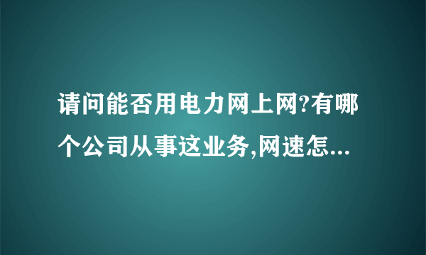 请问能否用电力网上网?有哪个公司从事这业务,网速怎么样,费用大约是多少